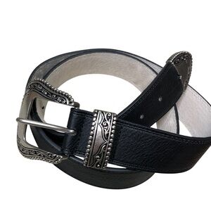 Vince Camuto Western Belt Wo’s L 35-41” Waist Black Silver Hardware Casual Boho